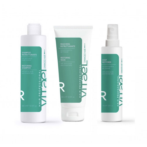 Набір для відновлення волосся VITAEL DAMAGED Hair Restoring: шампунь 300 мл + маска 250 мл + спрей 150 мл