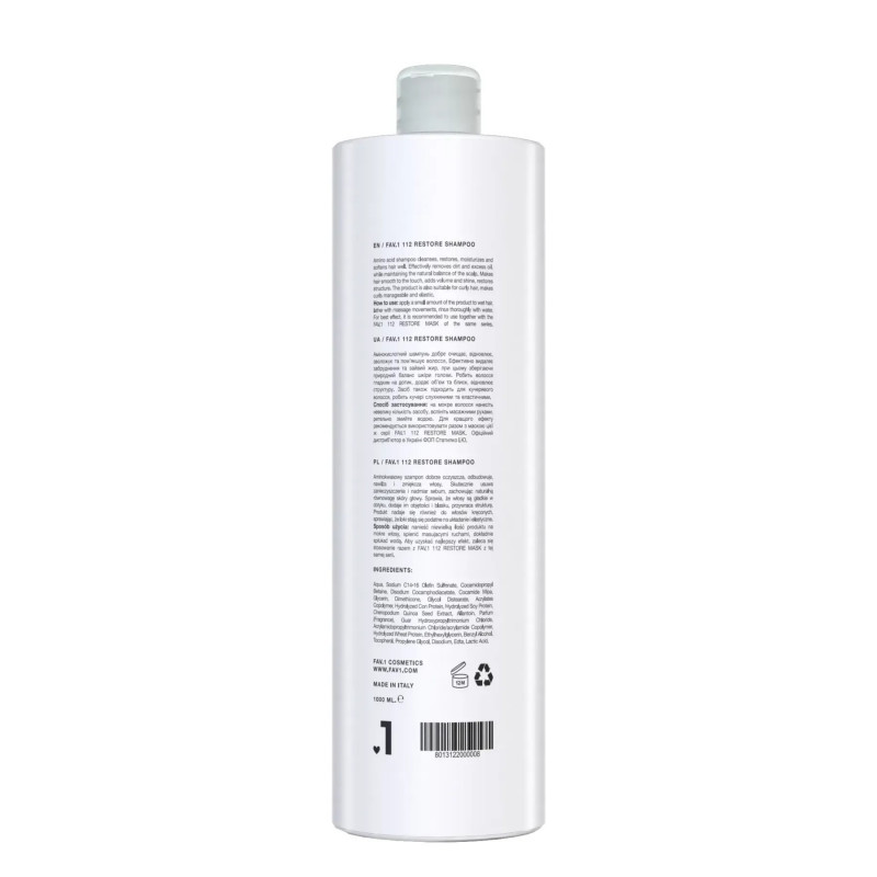 Амінокислотний шампунь FAV.1 112 RESTORE SHAMPOO 1000 мл