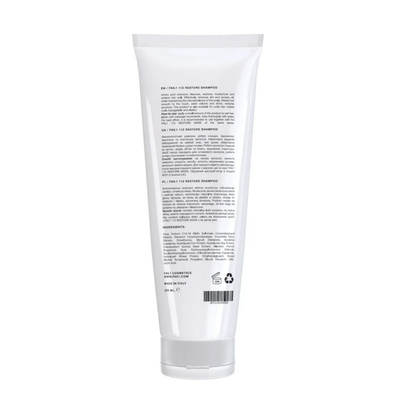 Амінокислотний шампунь FAV.1 112 RESTORE SHAMPOO 250 мл