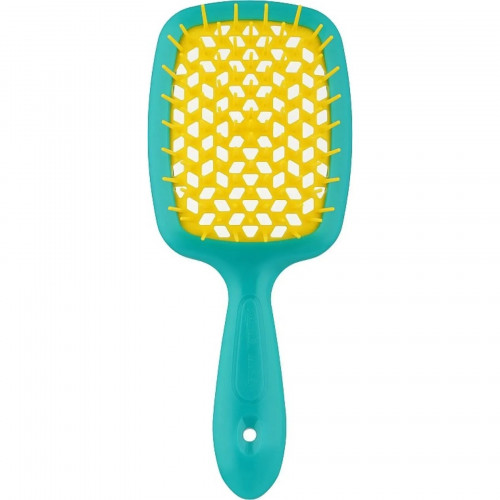Гребінець для волосся Janeke Standart Superbrush, бірюзова з жовтим