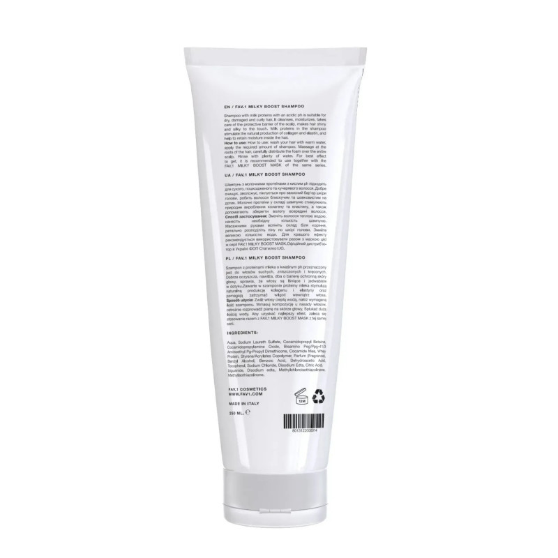 Шампунь з молочними протеїнами та кислим pH FAV.1 MILKY BOOST SHAMPOO 250 мл