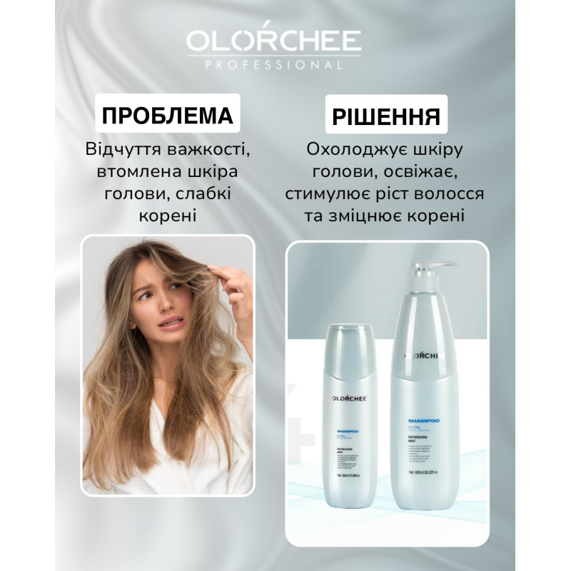 Шампунь для росту волосся OLORCHEE Ice Cool Shampoo з ментолом 300 мл
